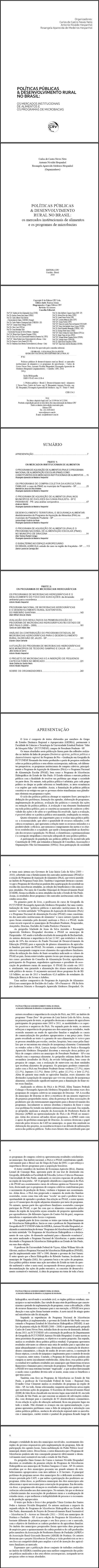 POLÍTICAS PÚBLICAS & DESENVOLVIMENTO RURAL NO BRASIL:<br> os mercados institucionais de alimentos e os programas de microbacias